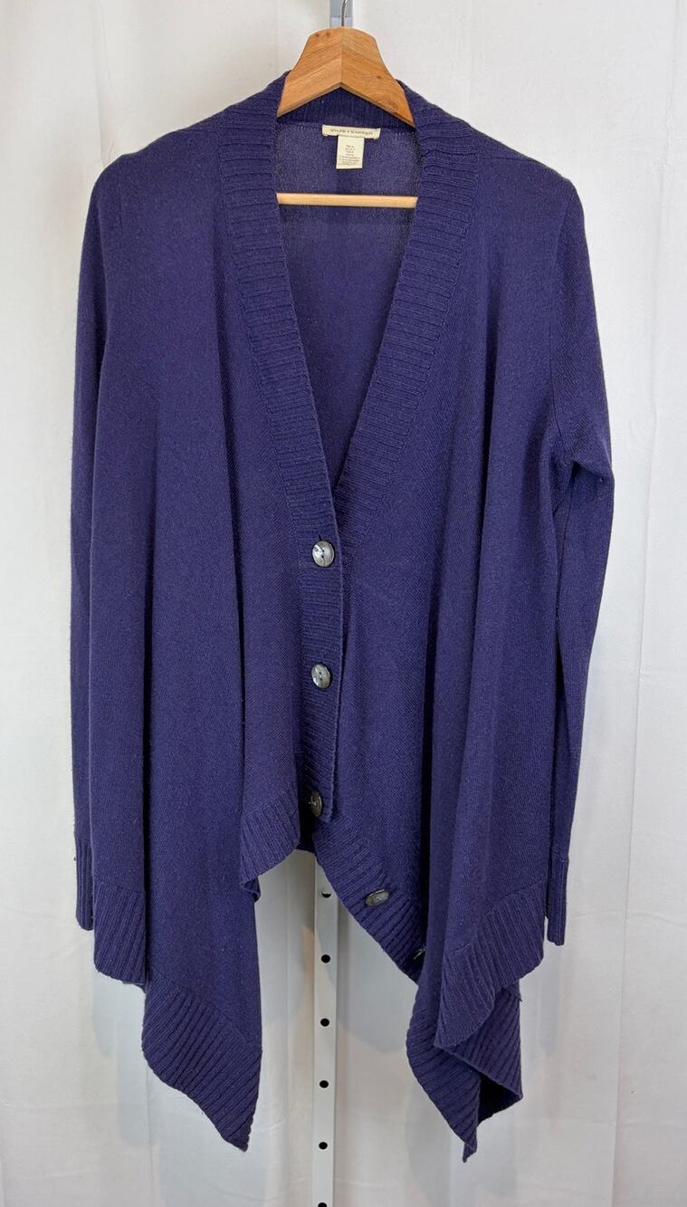 WHITE + WARREN Silk Cashmere Wrap Cardigan Sweater Convertible Purple Size L